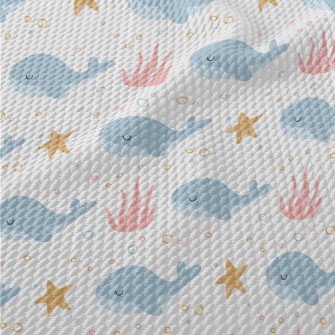 Cute Whale With Eyes Closed Birdseye Piqué