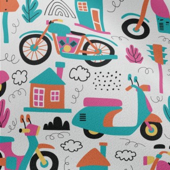 Bright Cartoon Motorcycle Chiffon