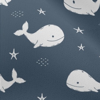 White Hand Drawn Whale Chiffon