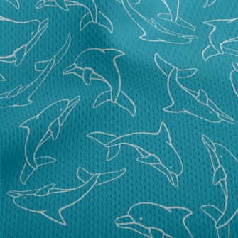 Hand Drawn Dolphin Athletic Mesh Flat Back