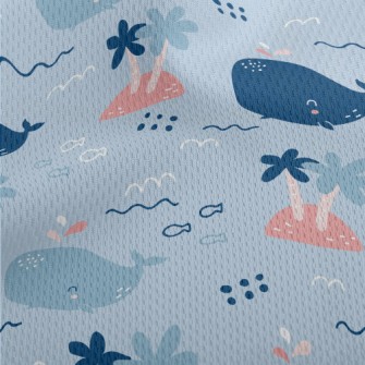 Happy Cartoon Whale Athletic Mesh Flat Back