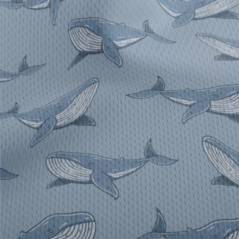 Hand Drawn Unique Whale Athletic Mesh Flat Back
