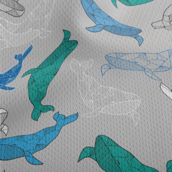 Artistic Hand Drawn Whale Athletic Mesh Flat Back