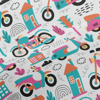Bright Cartoon Motorcycle Performance Linen