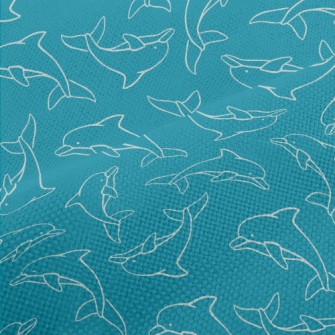 Hand Drawn Dolphin Performance Linen