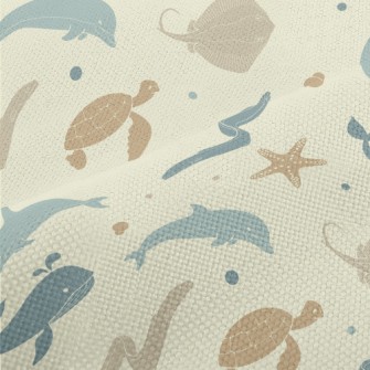 Marine Life Silhouettes Performance Linen