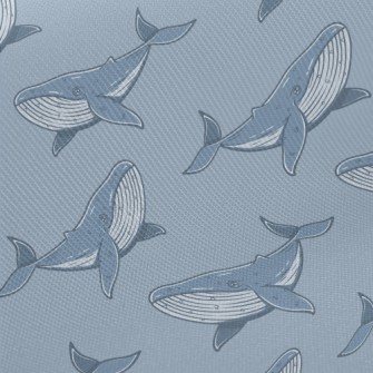 Hand Drawn Unique Whale Twill