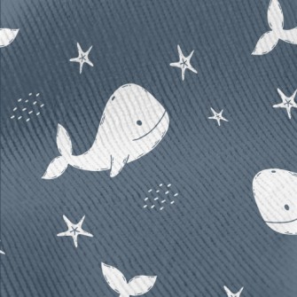 White Hand Drawn Whale Standard Corduroy