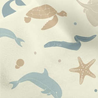 Marine Life Silhouettes Micro Fleece