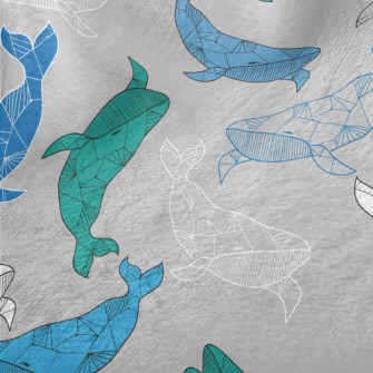 Artistic Hand Drawn Whale Minky