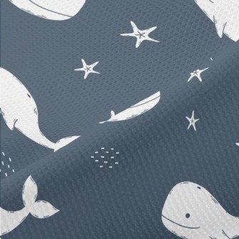 White Hand Drawn Whale Piqué