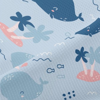 Happy Cartoon Whale Piqué