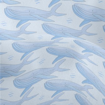 Hand Drawn Whale Illustration Lightweight Performance Linen