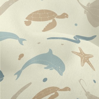 Marine Life Silhouettes Lightweight Performance Linen