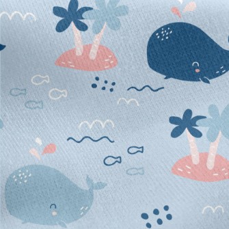 Happy Cartoon Whale Jersey Backed Fleece
