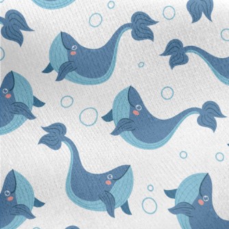 Lively And Cute Whale Jersey Backed Fleece