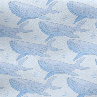 Hand Drawn Whale Illustration Jersey Backed Fleece