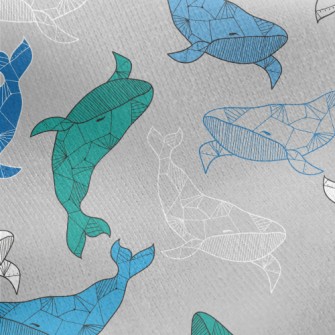 Artistic Hand Drawn Whale Jersey Backed Fleece