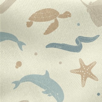 Marine Life Silhouettes Jersey Backed Fleece