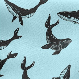 Black Whale Silhouette Jersey Backed Fleece