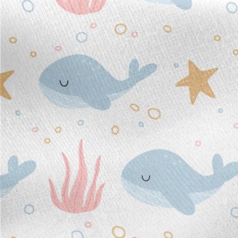 Cute Whale With Eyes Closed Jersey Backed Fleece