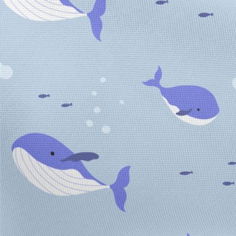 Whale Family Undersea Pongee