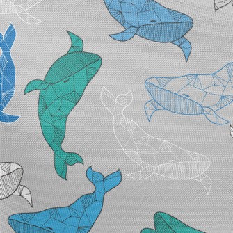 Artistic Hand Drawn Whale Pongee