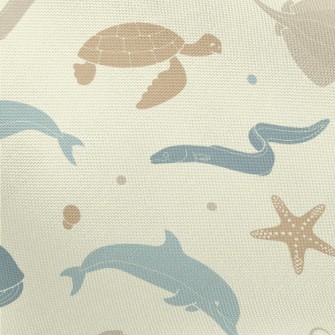 Marine Life Silhouettes Pongee