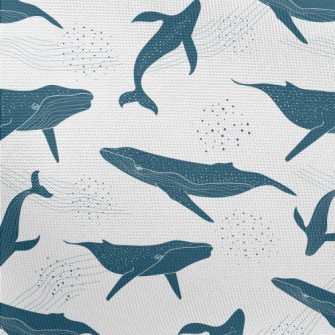 Beautiful Whale Pattern Pongee