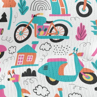 Bright Cartoon Motorcycle Stretch Jersey
