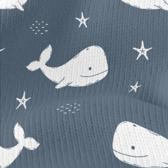 White Hand Drawn Whale Stretch Jersey