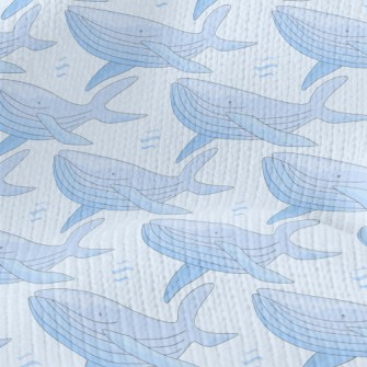 Hand Drawn Whale Illustration Stretch Jersey