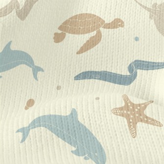 Marine Life Silhouettes Stretch Jersey