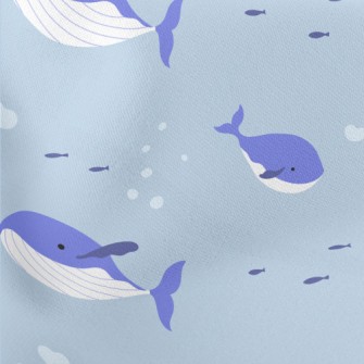 Whale Family Undersea Lightweight Cotton Poplin