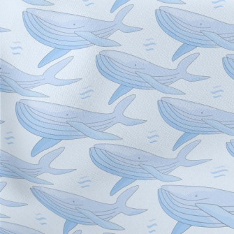 Hand Drawn Whale Illustration Lightweight Cotton Poplin