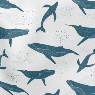 Beautiful Whale Pattern Lightweight Cotton Poplin