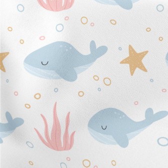 Cute Whale With Eyes Closed Lightweight Cotton Poplin