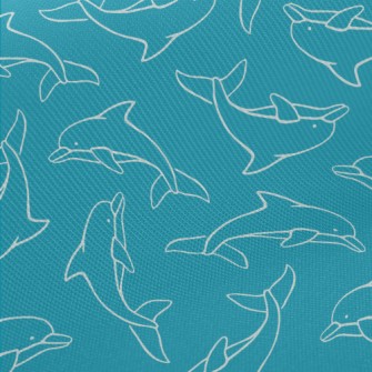 Hand Drawn Dolphin Midweight Cotton Poplin