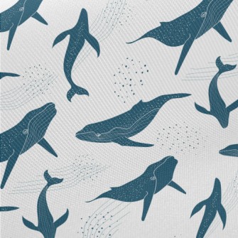 Beautiful Whale Pattern Midweight Cotton Poplin