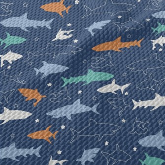 Colorful Shark Silhouette Birdseye Piqué