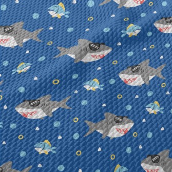 Handsome Shark With Sunglasses Birdseye Piqué