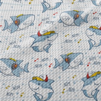 Cute Hip Hop Shark Birdseye Piqué