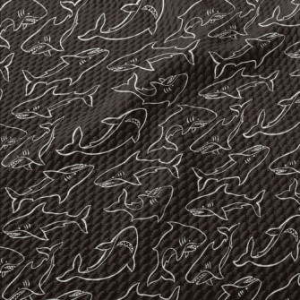 Angry Hand Drawn Shark Birdseye Piqué