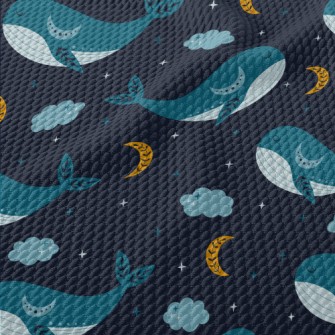 Starry Sky And Blue Whale Birdseye Piqué