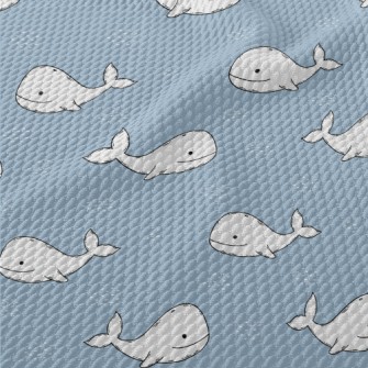 Smiling Hand Drawn White Whale Birdseye Piqué