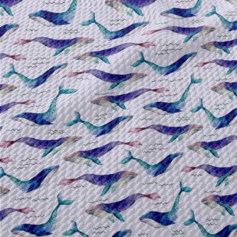 Dreamy Watercolor Whale Birdseye Piqué