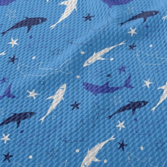 Cartoon Shark Silhouette Birdseye Piqué