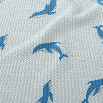 Cartoon Blue Dolphin Birdseye Piqué