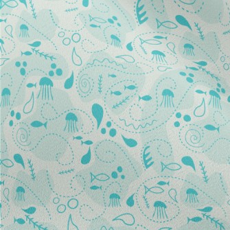 Marine Life Illustrations Chiffon