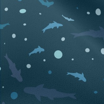 Blue Shark Silhouette Chiffon